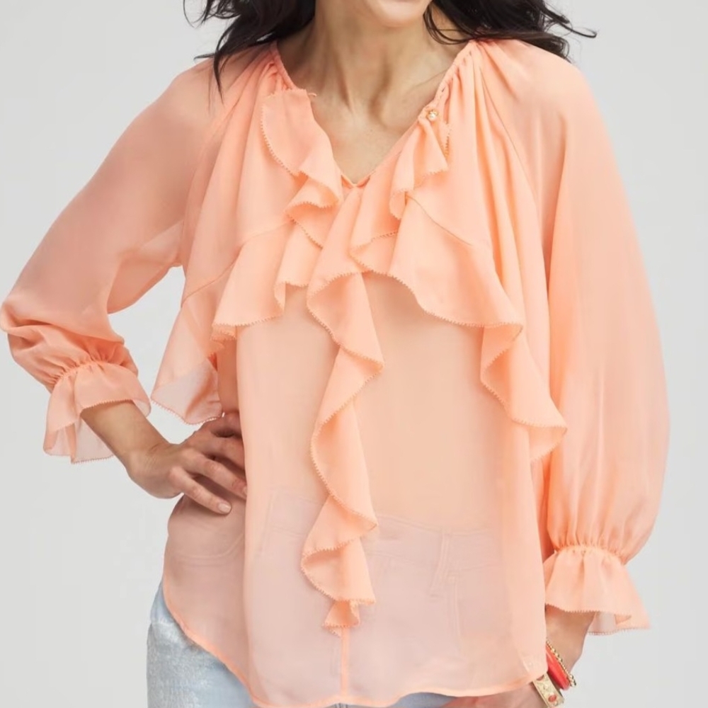 Peach Ruffle Blouse